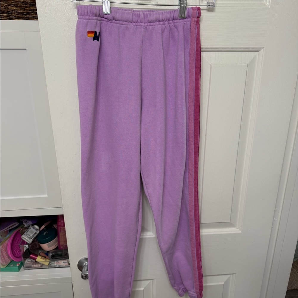 Aviator Nation 5 Stripe Sweatpants - Mauve - Picture 4 of 6